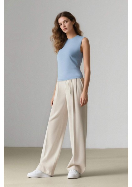 Wide Leg Kumaş Palazzo Pantolon Üç Cepli Normal Bel Standart Boy E5970AX25SP