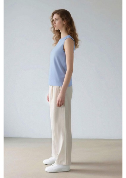 Wide Leg Kumaş Palazzo Pantolon Üç Cepli Normal Bel Standart Boy E5970AX25SP