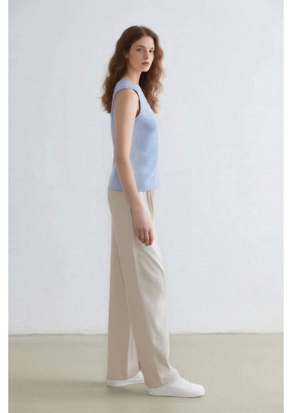 Wide Leg Kumaş Palazzo Pantolon Üç Cepli Normal Bel Standart Boy E5970AX25SP