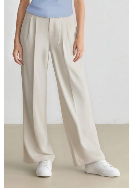 Wide Leg Kumaş Palazzo Pantolon Üç Cepli Normal Bel Standart Boy E5970AX25SP