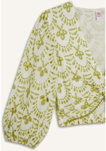 Desenli Nakışlı Brode Plaj Üstü-Fall in Love C6172AX25SM