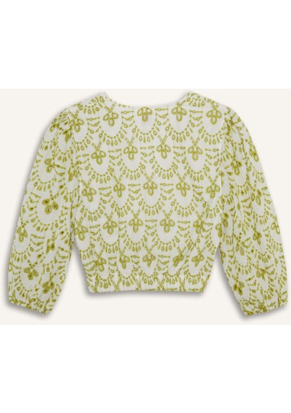 Desenli Nakışlı Brode Plaj Üstü-Fall in Love C6172AX25SM