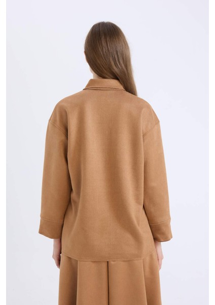Regular Fit Süet Uzun Kollu Gömlek Tunik E5917AX24WN