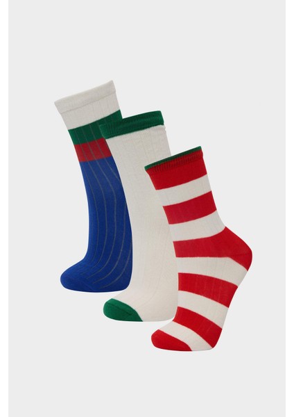 Erkek Çocuk 3'lü Pamuklu Uzun Çorap E5518A8NS