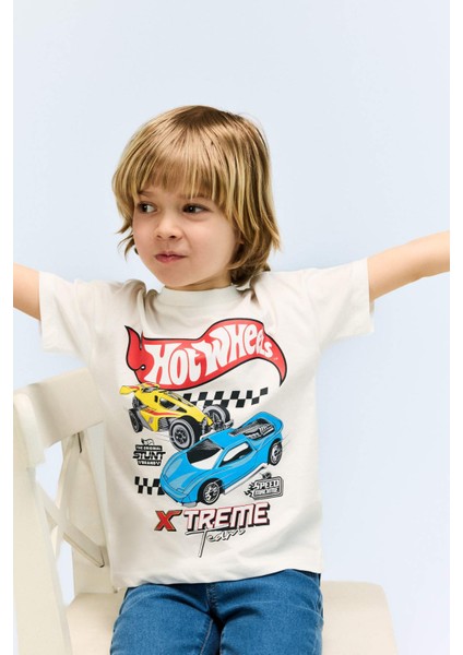 Erkek Bebek Hot Wheels Bisiklet Yaka Kısa Kollu Tişört