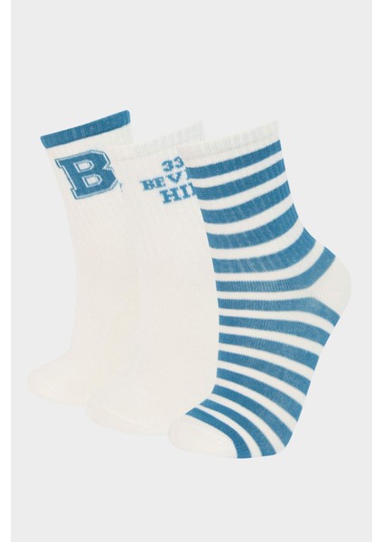 Erkek Çocuk Rahat Lastikli 3'lü Pamuklu Uzun Çorap E5544A8NS