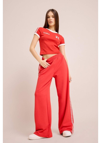 Coool Wide Leg Eşofman Altı Basic Düz Beli Lastikli Geniş Bol Paça E5374AX25SP