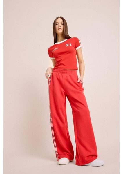 Coool Wide Leg Eşofman Altı Basic Düz Beli Lastikli Geniş Bol Paça E5374AX25SP