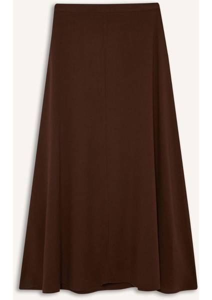 A Kesim Normal Bel Yırtmaçlı Keten Karışımlı Maxi Etek E6024AX25SM