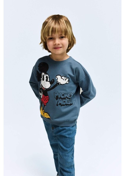 Erkek Bebek Disney Mickey & Minnie Bisiklet Yaka Sweatshirt E4710A525SP