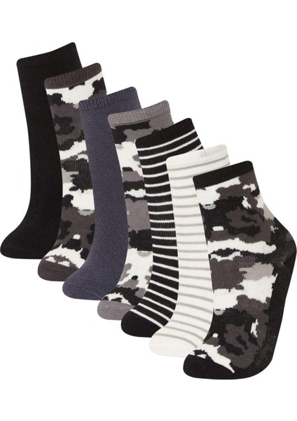 Erkek Çocuk 7'li Pamuklu Uzun Çorap E5534A8NS