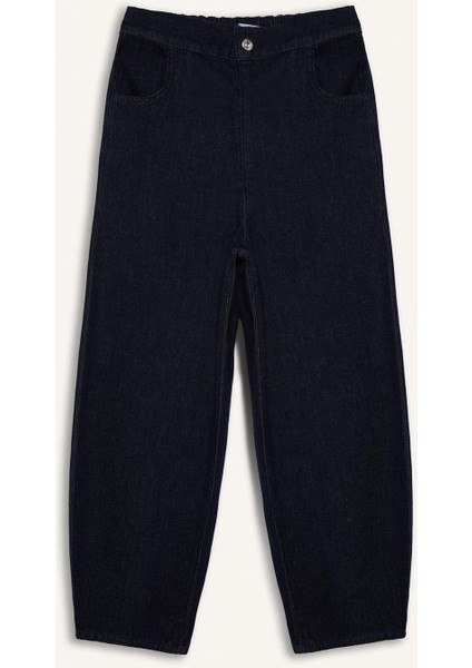 Barrel Fit Beli Lastikli Bilek Boy Cepli Yumuşak Jean Pantolon E3873AX25SP