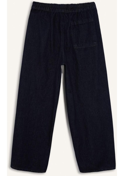 Barrel Fit Beli Lastikli Bilek Boy Cepli Yumuşak Jean Pantolon E3873AX25SP