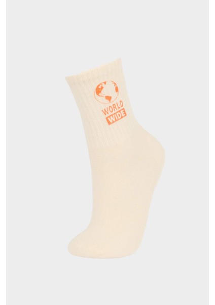 Erkek Çocuk Rahat Lastikli Transfer Baskılı 3'lü Pamuklu Uzun Çorap E5522A8NS