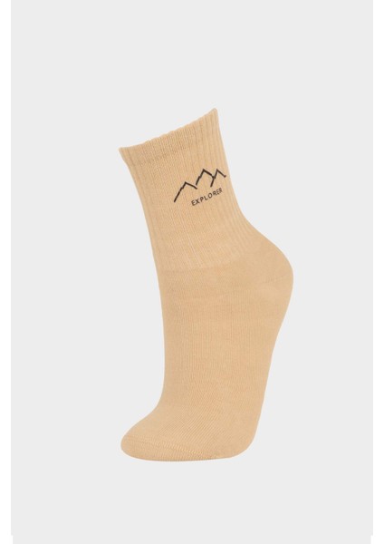 Erkek Çocuk Rahat Lastikli Transfer Baskılı 3'lü Pamuklu Uzun Çorap E5522A8NS