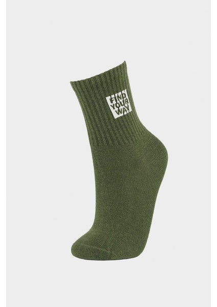 Erkek Çocuk Rahat Lastikli Transfer Baskılı 3'lü Pamuklu Uzun Çorap E5522A8NS