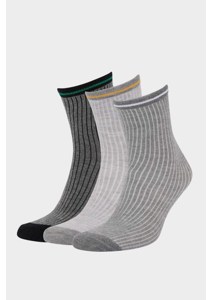 Erkek Çocuk 3'lü Pamuklu Uzun Çorap E5515A8NS