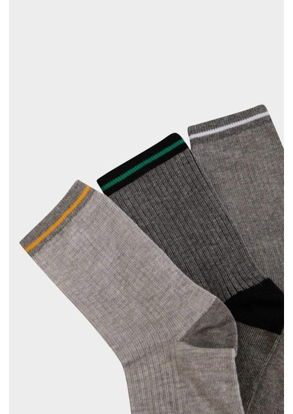 Erkek Çocuk 3'lü Pamuklu Uzun Çorap E5515A8NS