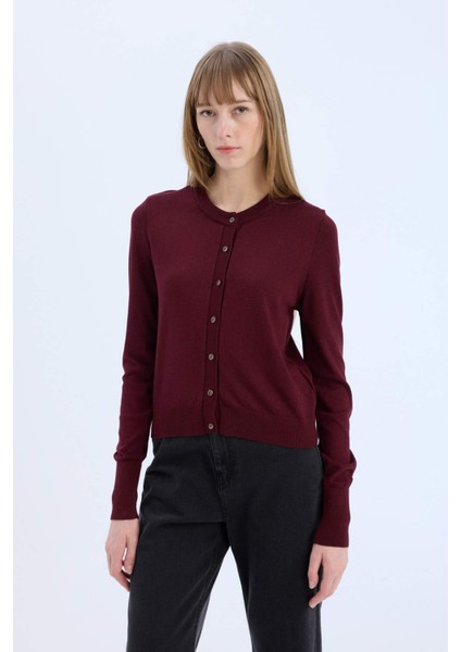 Regular Fit Bisiklet Yaka Düğmeli Triko Hırka E5032AX24WN