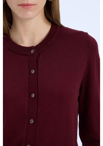 Regular Fit Bisiklet Yaka Düğmeli Triko Hırka E5032AX24WN