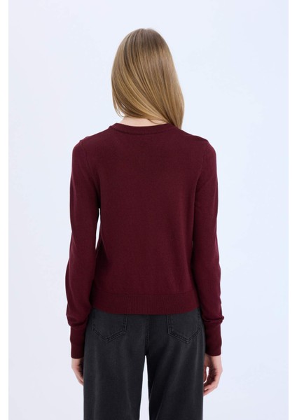 Regular Fit Bisiklet Yaka Düğmeli Triko Hırka E5032AX24WN