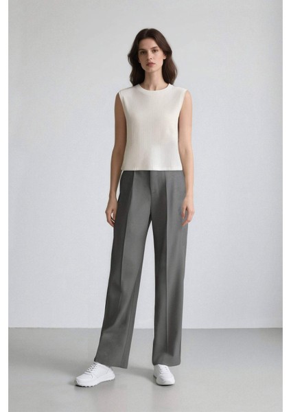 Wide Leg Pensli Klasik Palazzo Pantolon Geniş Bol Paça Basic Düz Uzun Boy Yüksek Bel Cepli