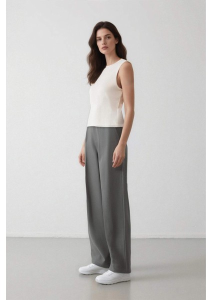 Wide Leg Pensli Klasik Palazzo Pantolon Geniş Bol Paça Basic Düz Uzun Boy Yüksek Bel Cepli