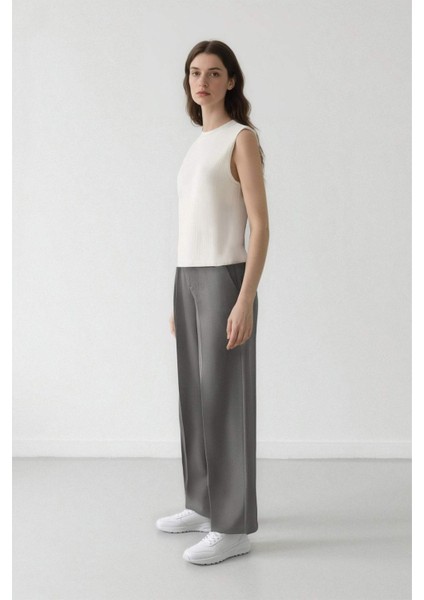 Wide Leg Pensli Klasik Palazzo Pantolon Geniş Bol Paça Basic Düz Uzun Boy Yüksek Bel Cepli