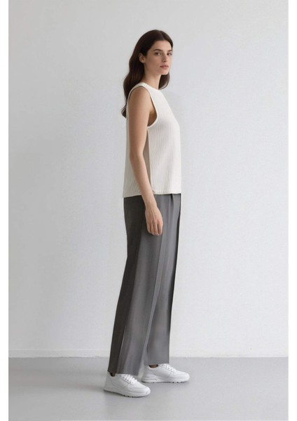 Wide Leg Pensli Klasik Palazzo Pantolon Geniş Bol Paça Basic Düz Uzun Boy Yüksek Bel Cepli