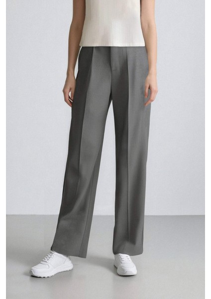 Wide Leg Pensli Klasik Palazzo Pantolon Geniş Bol Paça Basic Düz Uzun Boy Yüksek Bel Cepli