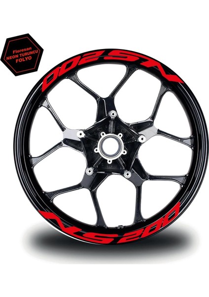 Bajaj Pulsar Ns 200 Yazılı 8 Li Jant Içi Yazı Sticker Neon Turuncu