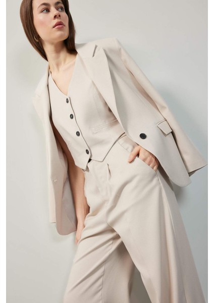 Oversize Geniş Kalıp Düğmeli Basic Düz Blazer Ceket B0490AX25SP