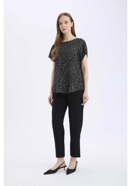 Jogger Pantolon Keten Görünümlü Cepli Yüksek Bel Düz Paça R0433AZ25SP