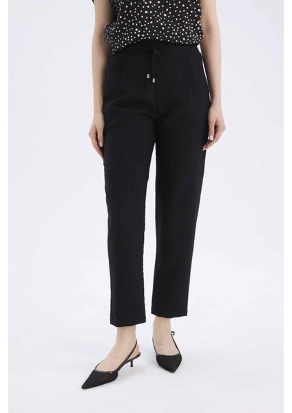 Jogger Pantolon Keten Görünümlü Cepli Yüksek Bel Düz Paça R0433AZ25SP