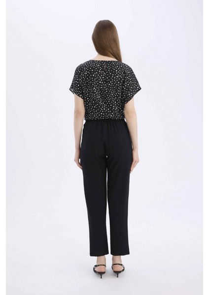 Jogger Pantolon Keten Görünümlü Cepli Yüksek Bel Düz Paça R0433AZ25SP