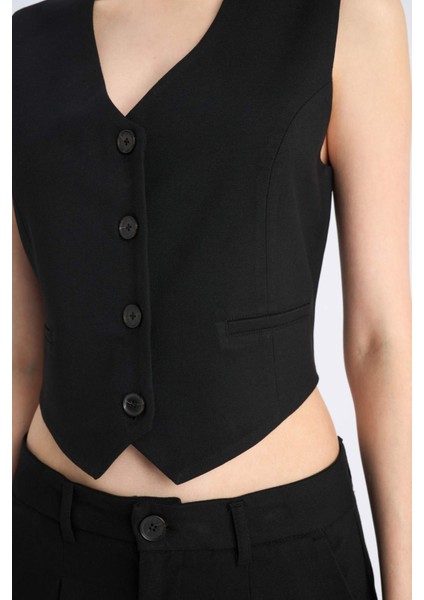 V Yaka Düğmeli Klasik Blazer Yelek C2026AX25SP