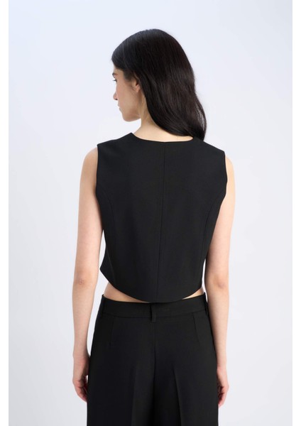 V Yaka Düğmeli Klasik Blazer Yelek C2026AX25SP