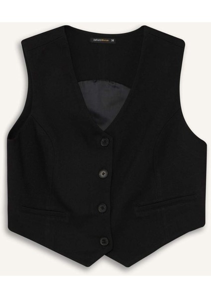 V Yaka Düğmeli Klasik Blazer Yelek C2026AX25SP
