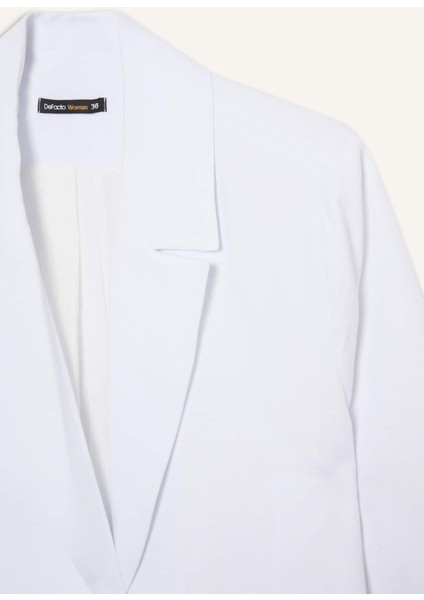 Oversize Geniş Kalıp Keten Karışımlı Beyaz Blazer Ceket Z2536AZ25SP