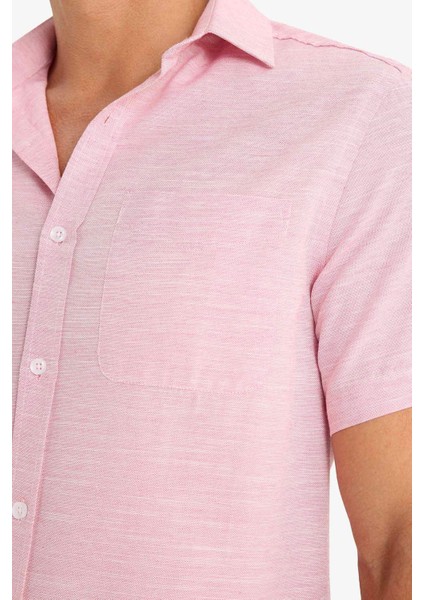 Modern Fit Yazlık Polo Yaka Basic Düz Kısa Kollu Gömlek E5077AX25SM