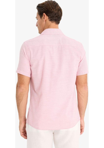 Modern Fit Yazlık Polo Yaka Basic Düz Kısa Kollu Gömlek E5077AX25SM