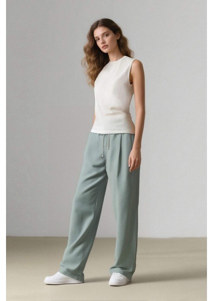Jogger Pantolon Keten Görünümlü Cepli Yüksek Bel Düz Paça R0433AZ25SP