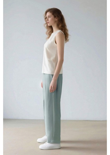 Jogger Pantolon Keten Görünümlü Cepli Yüksek Bel Düz Paça R0433AZ25SP