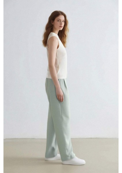 Jogger Pantolon Keten Görünümlü Cepli Yüksek Bel Düz Paça R0433AZ25SP