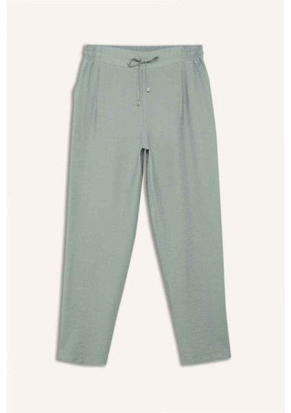 Jogger Pantolon Keten Görünümlü Cepli Yüksek Bel Düz Paça R0433AZ25SP