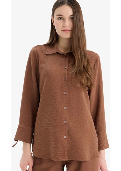 Regular Fit Basic Düz Uzun Kollu Gömlek C3819AX25SP