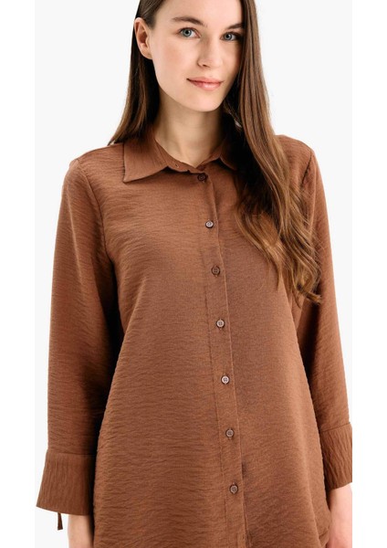 Regular Fit Basic Düz Uzun Kollu Gömlek C3819AX25SP