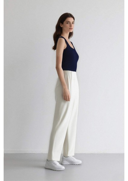 Carrot Fit Crop Kumaş Pantolon Fermuarlı Yüksek Bel Dar Paça C2466AX25SP