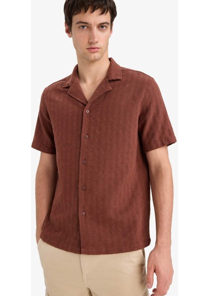 Regular Fit Polo Yaka Jakarlı Kısa Kollu Gömlek E5693AX25SM