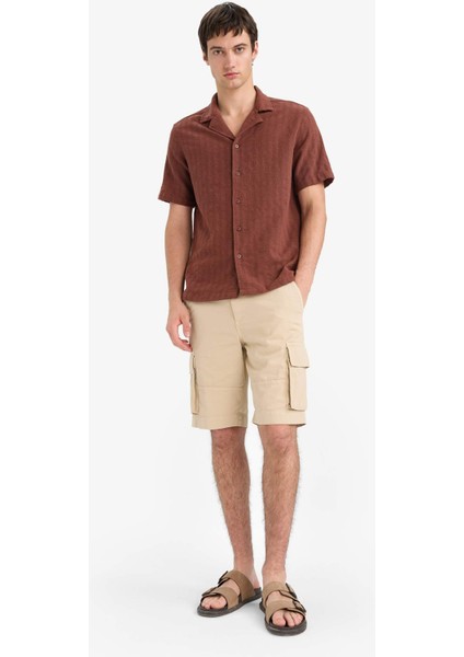 Regular Fit Polo Yaka Jakarlı Kısa Kollu Gömlek E5693AX25SM